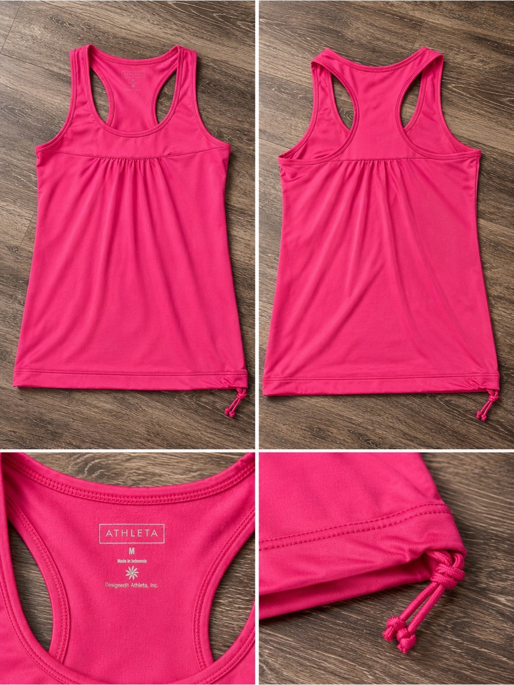 Athleta Hot Pink Racerback Drawstring Tank